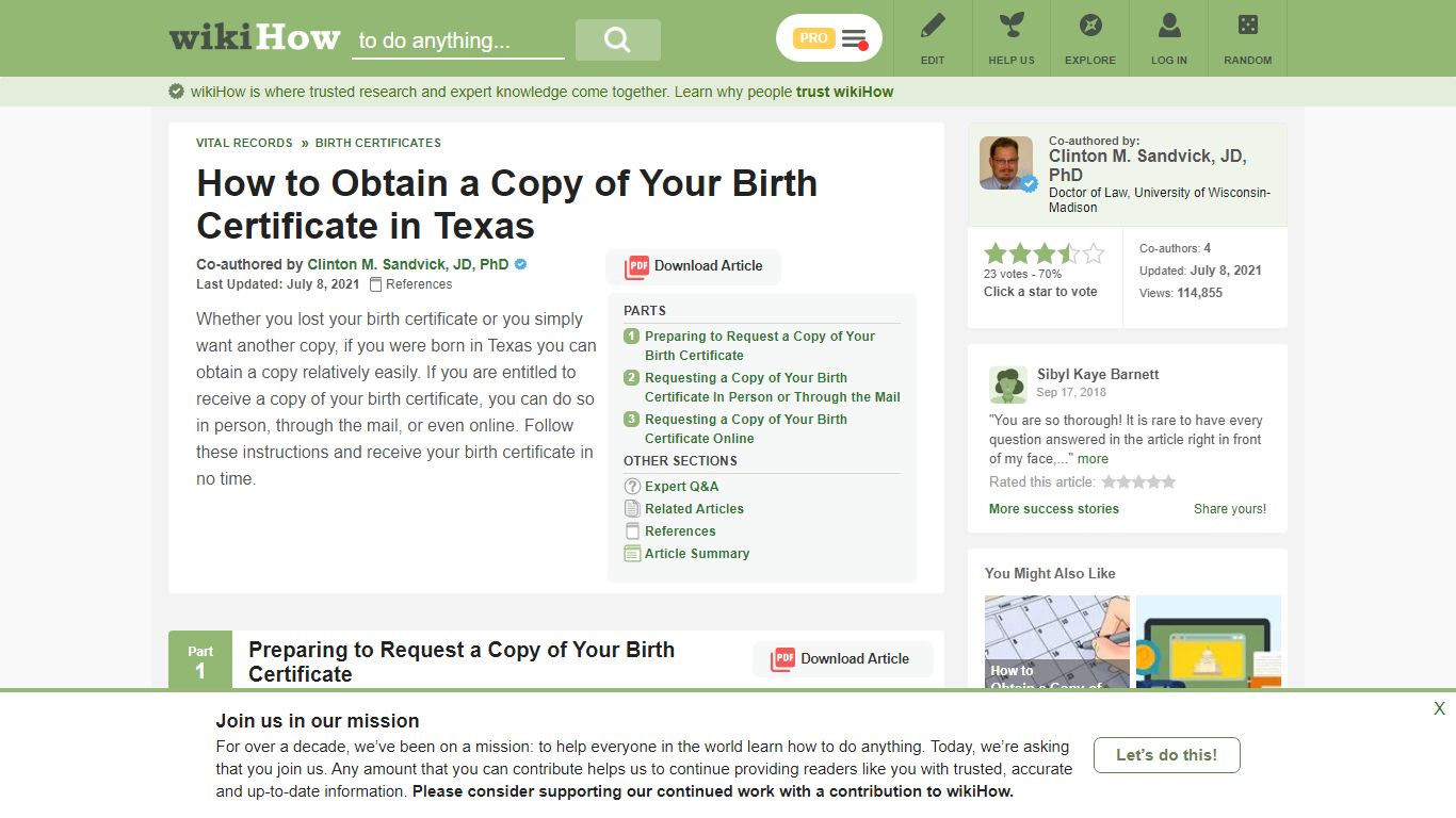 How to Obtain a Copy of Your Birth Certificate in Texas: 12 Steps - wikiHow